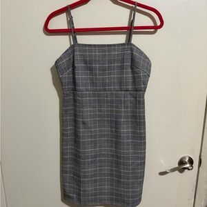 Chic Gray Plaid Mini Dress